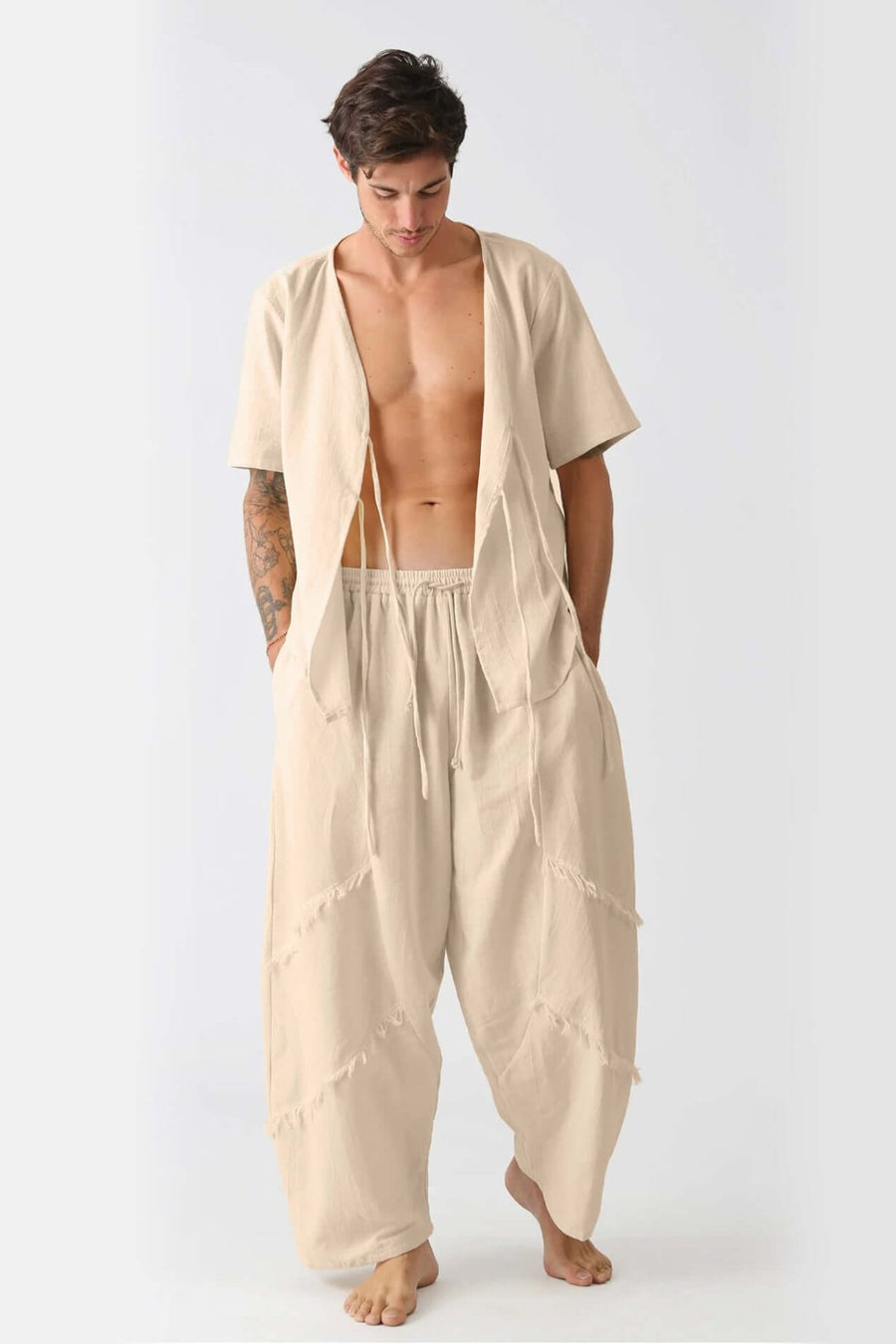 Beige Flow Pants - Men - snugbrandwear