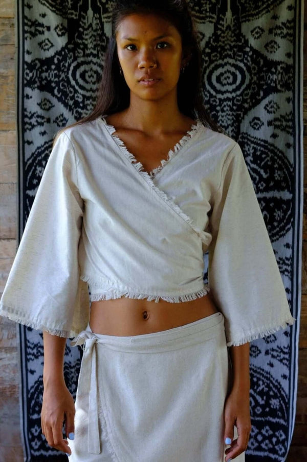 Linen Wrap Crop Top