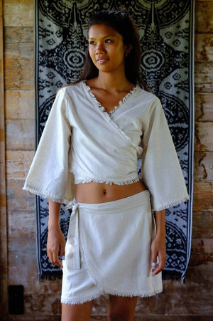 Linen Wrap Crop Top