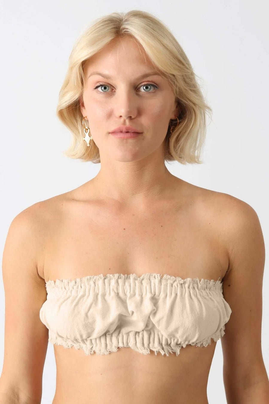 Sand Cotton Bandeau Top - snugbrandwear