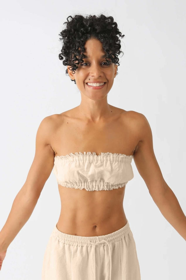 Sand Cotton Bandeau Top - snugbrandwear