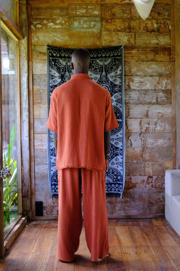 Terracotta Gauze Short Sleeve Shirt